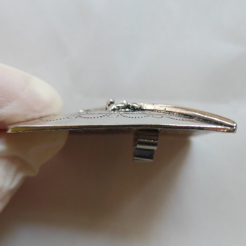 Rectangular Engraved Silver Toned Bolo Tie - image 7